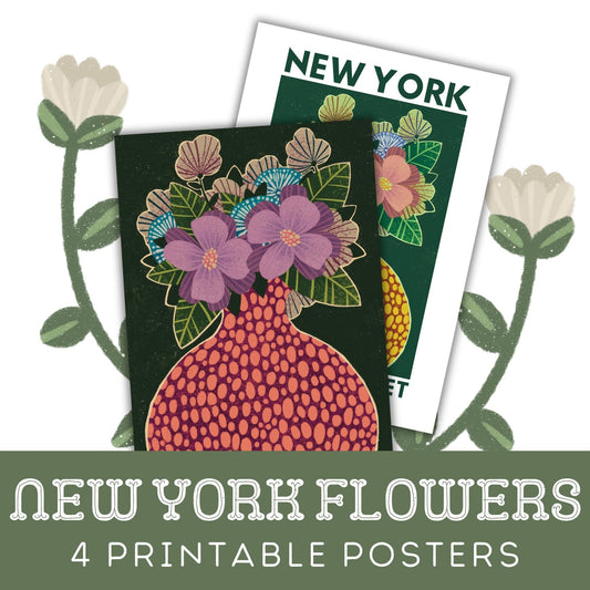 New York Flowers: Four Variations Of A Printable Poster