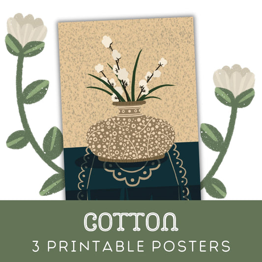 Cotton: Three Colour Variations Of A Printable Poster