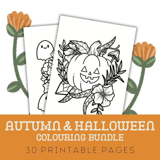 Autumn & Halloween: 30 Printable Colouring Pages for Adults & Children