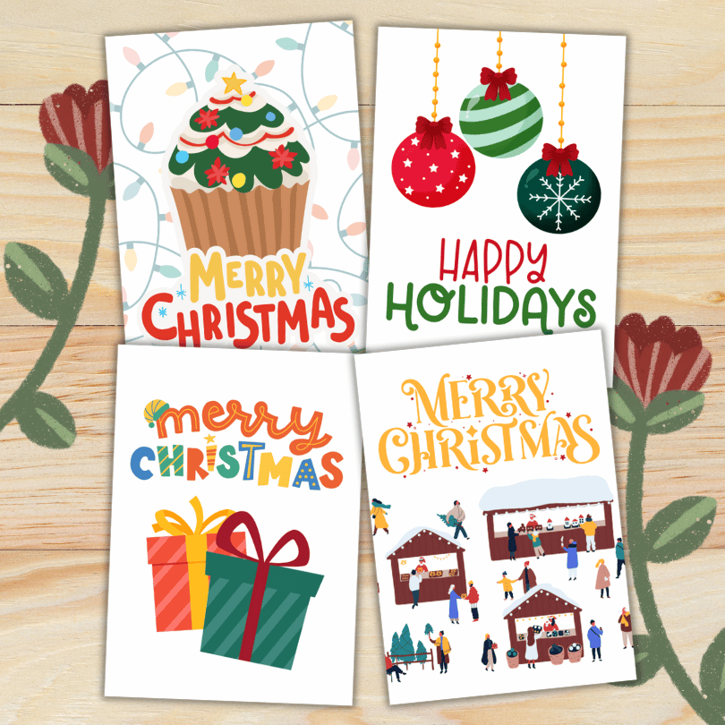 Merry Christmas: Four Printable Christmas Cards