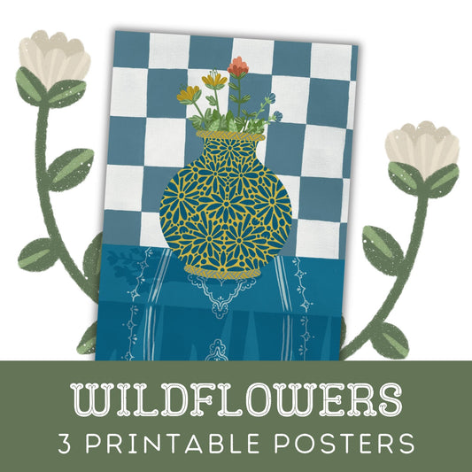 Wildflowers: Three Colour Variations Of A Printable Poster