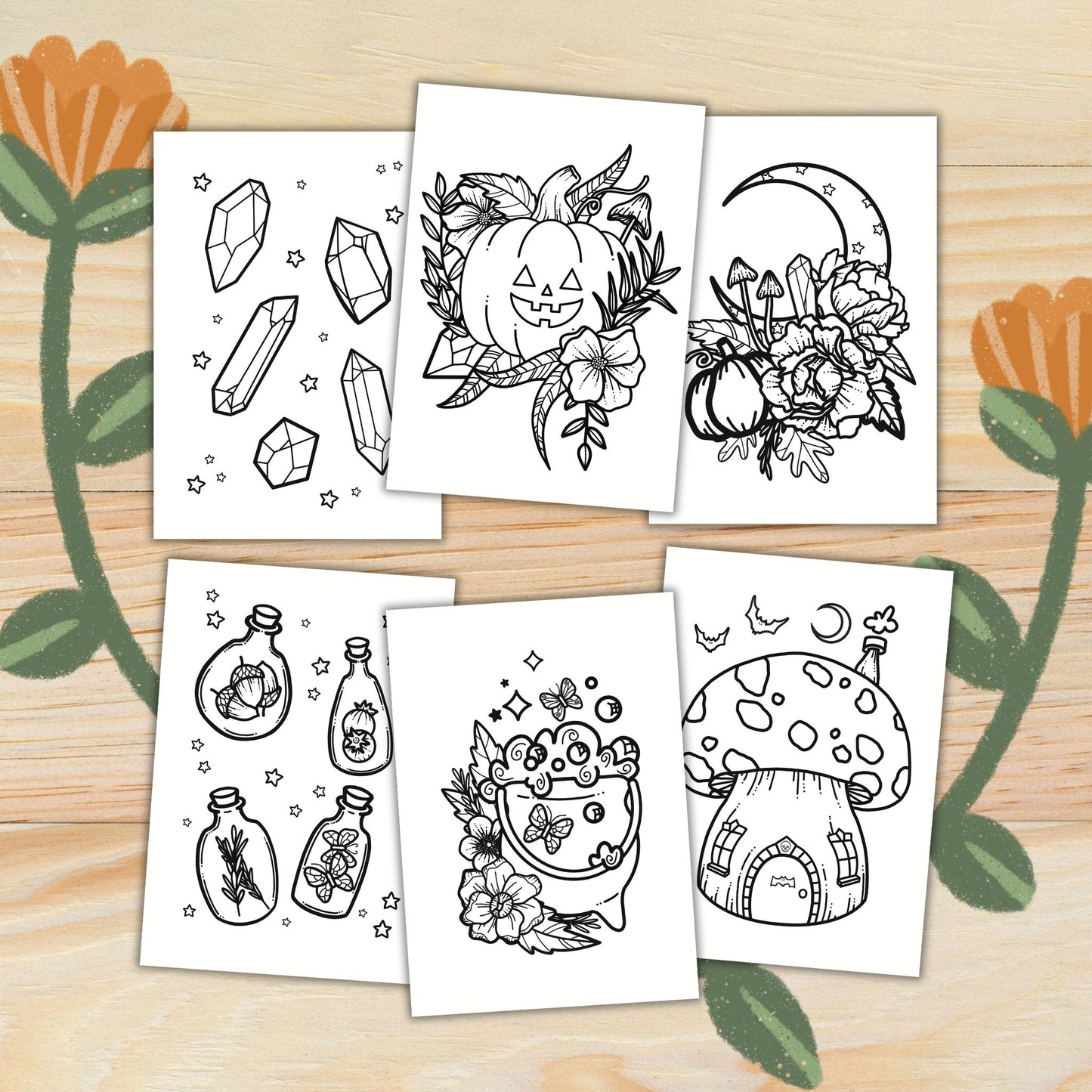 Autumn & Halloween: 30 Printable Colouring Pages for Adults & Children