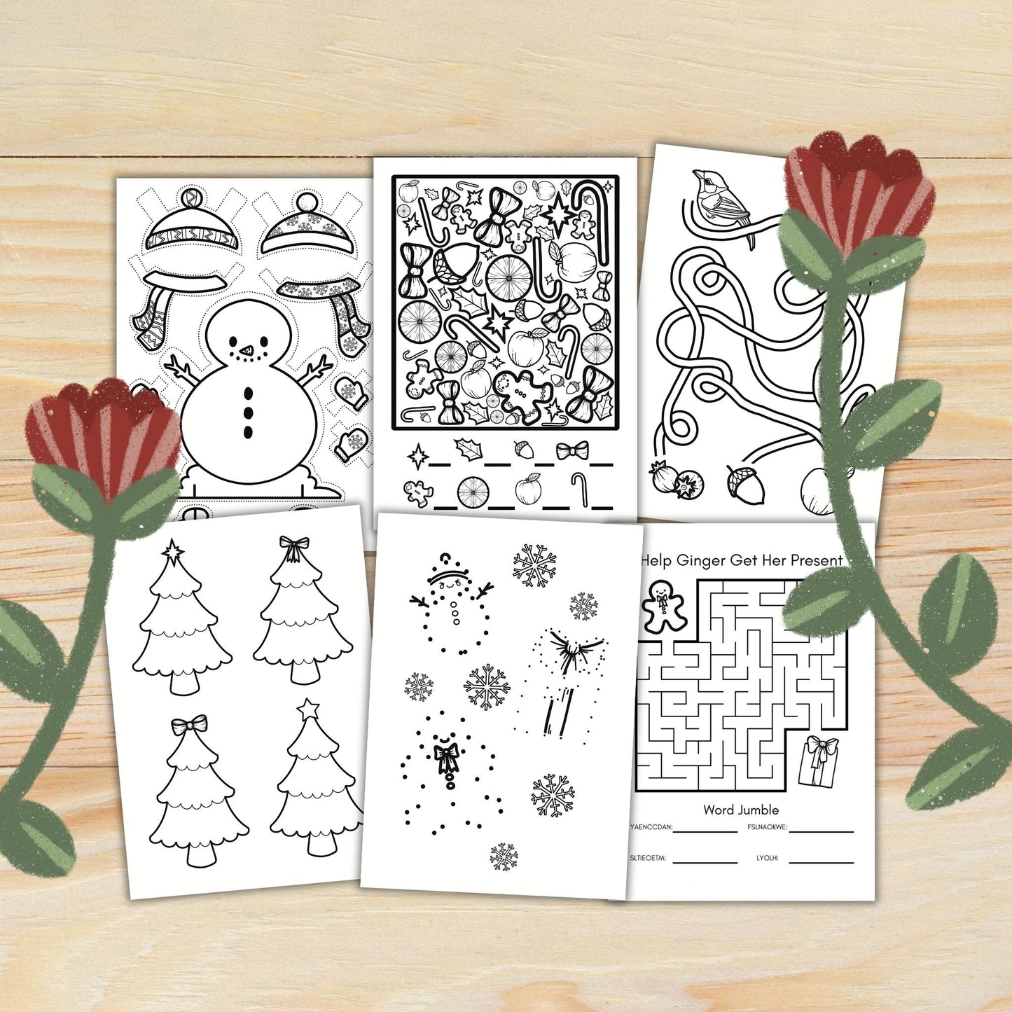 Christmas & Yule: 42 Printable Colouring & Activity Pages For The Whole Family