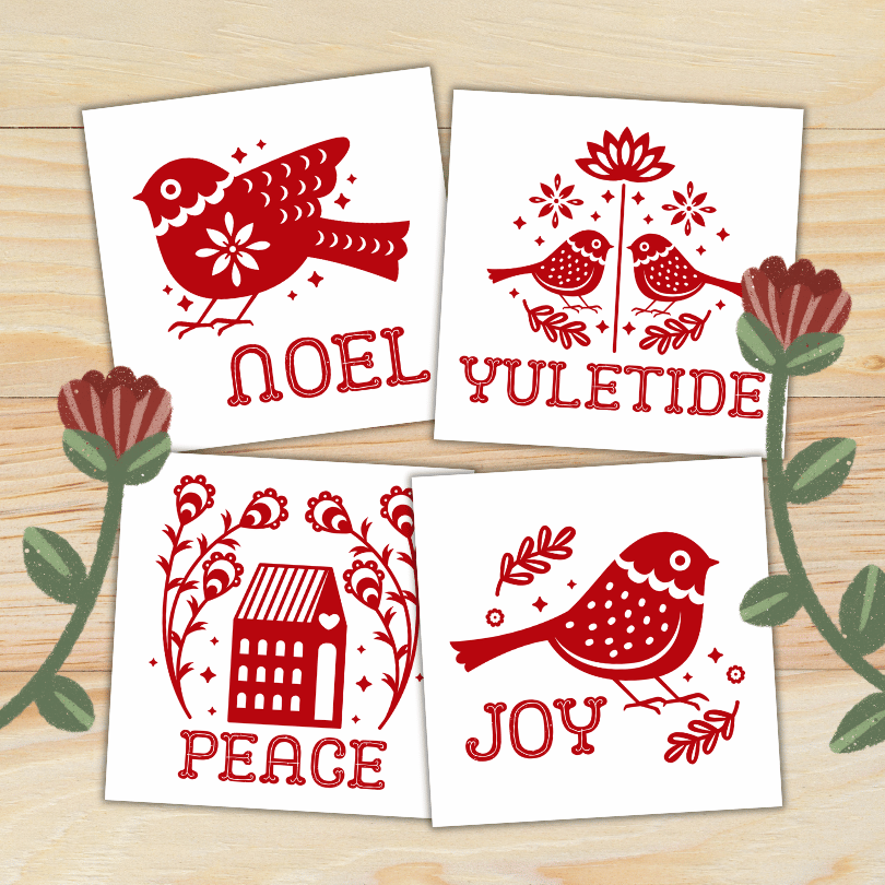 Yule Tide: Four Printable Christmas Cards