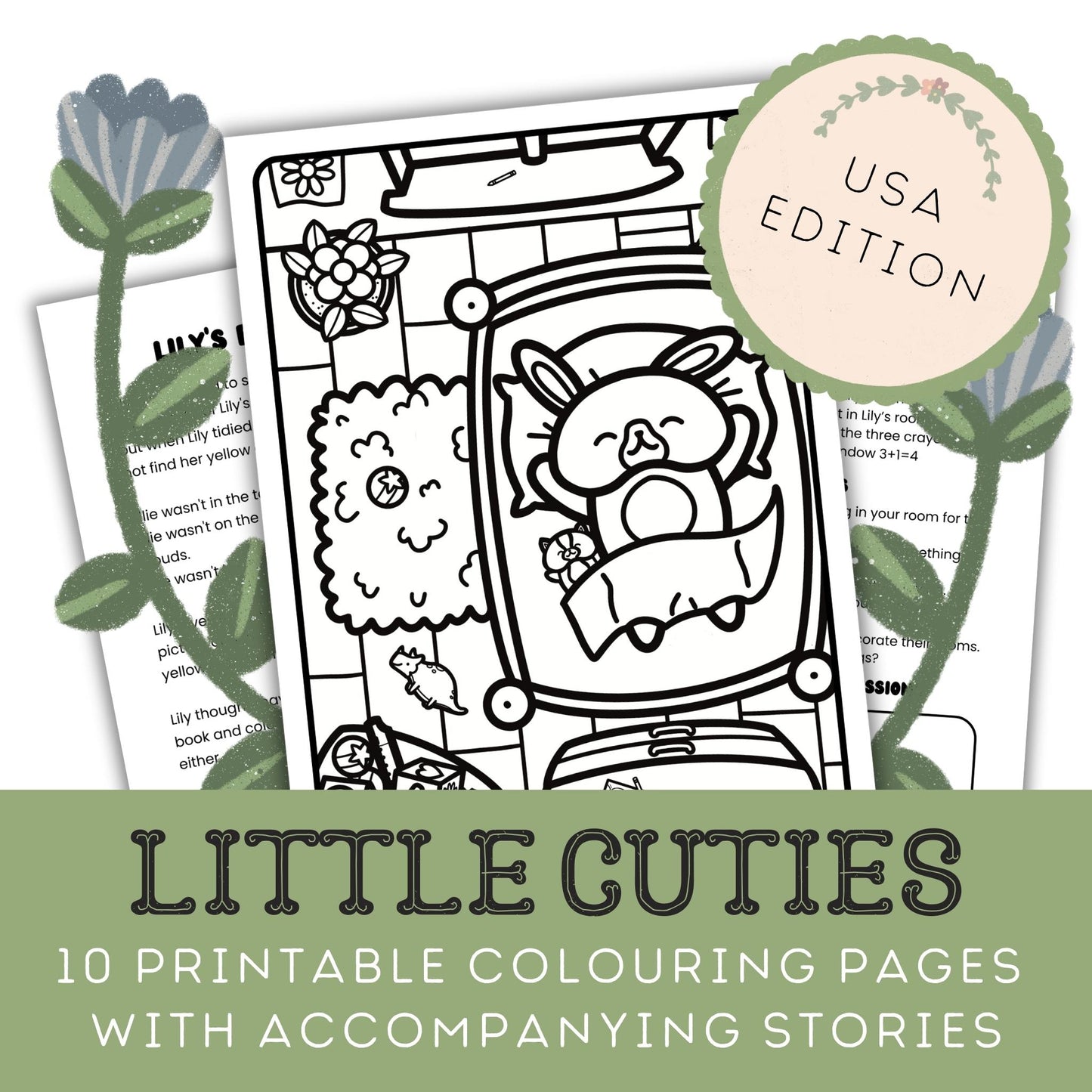 Little Cuties: Printable Coloring Storybook (US version)