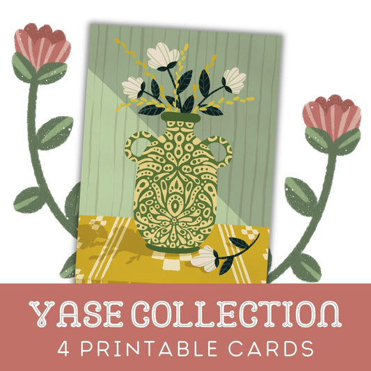 Vase Collection: Four Printable Floral Greeting Cards