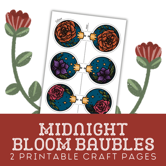 Midnight Bloom Baubles: Printable Colouring Christmas Baubles Craft