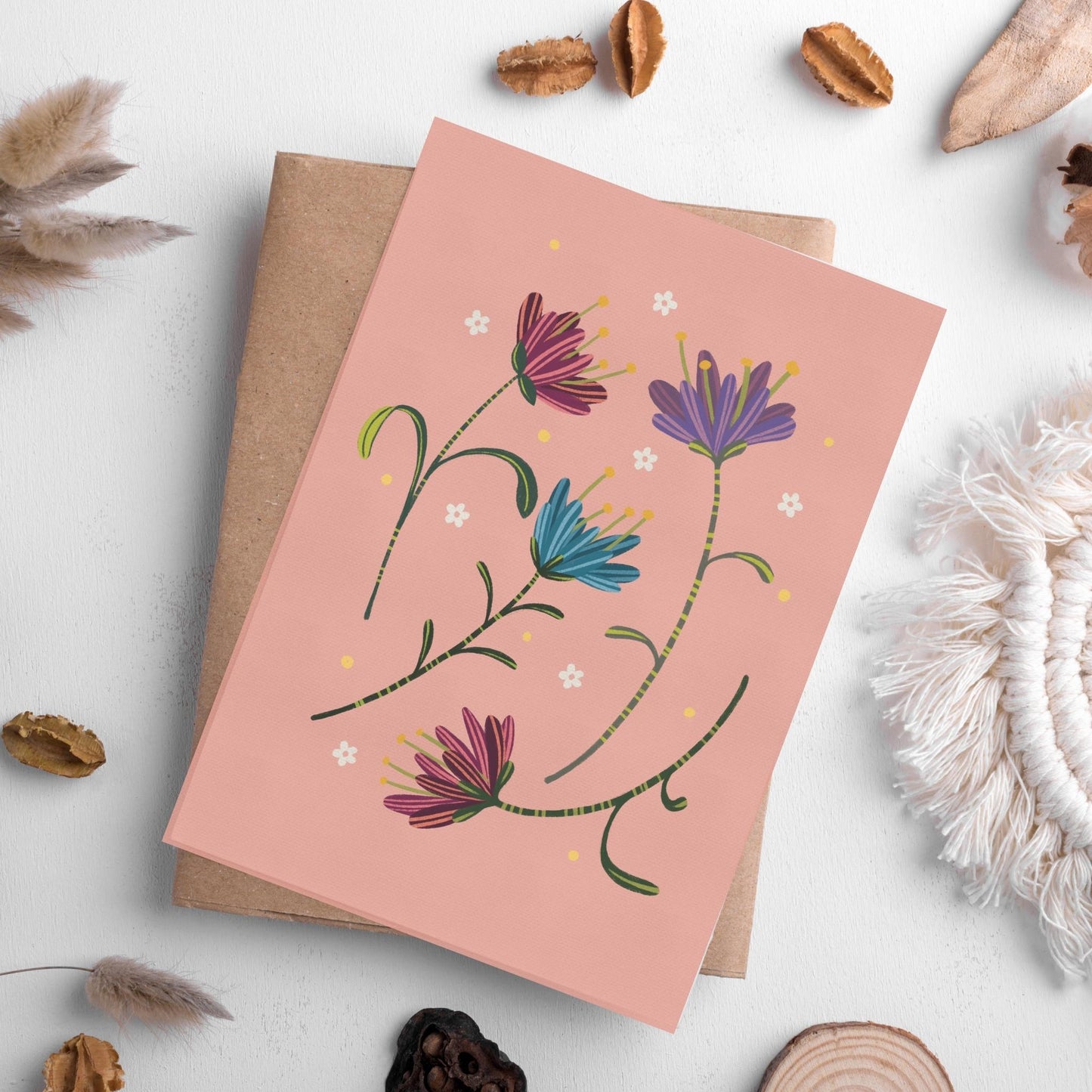 Dancing Flowers: Three Printable Floral Greeting Cards