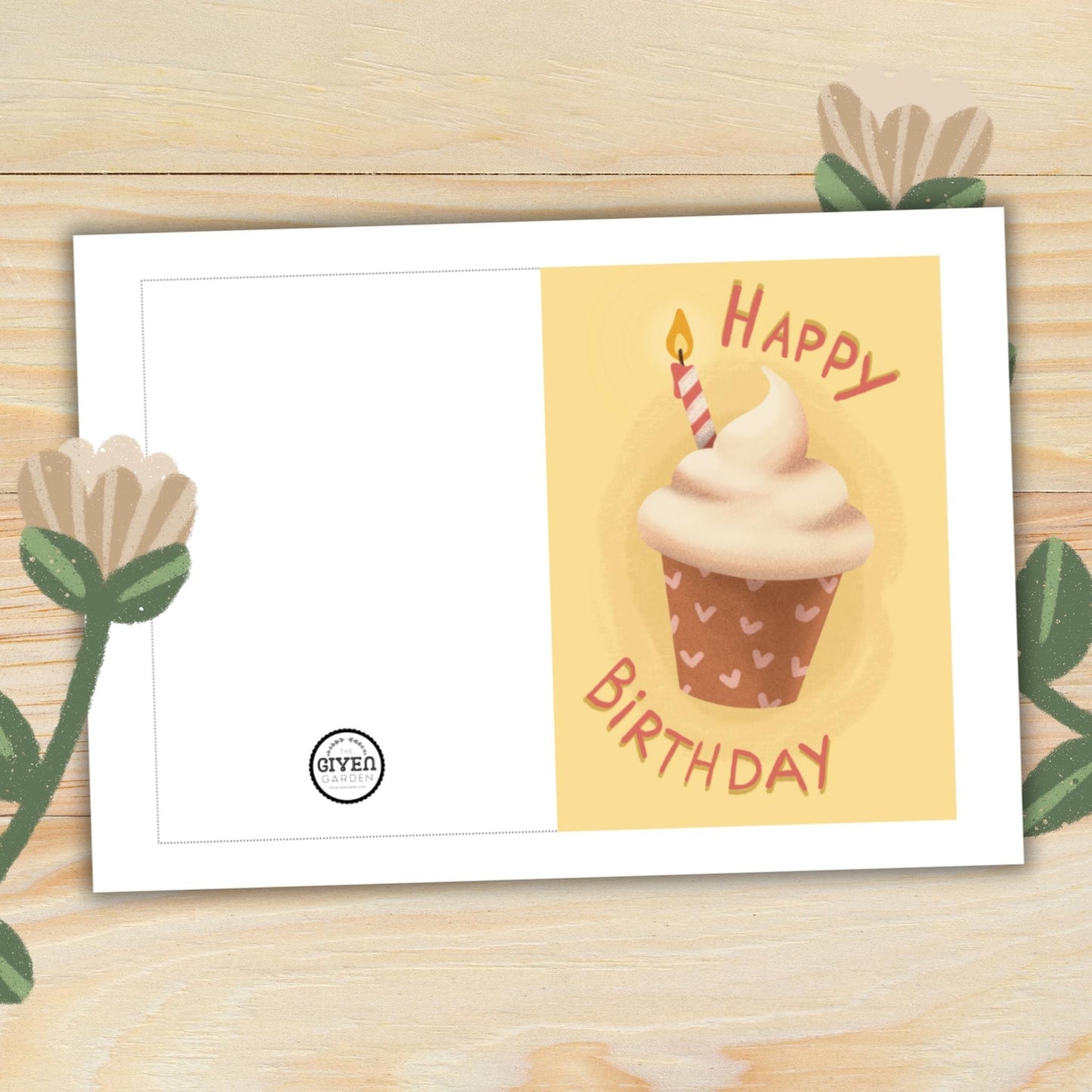 Birthday Cupcake: One Printable Greeting Card