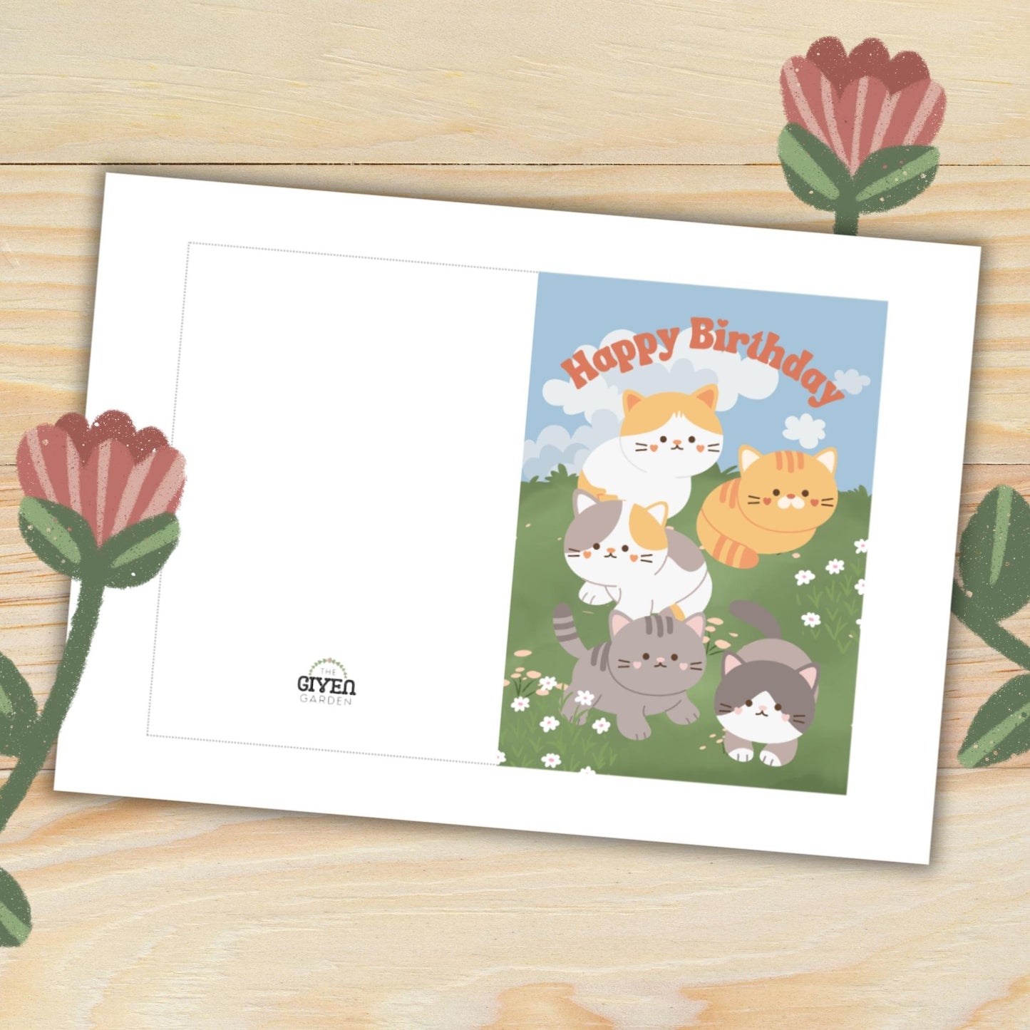 Birthday Kitties: One Printable Greeting Card