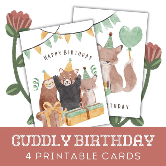 Cuddly Birthday: Four Printable Cards