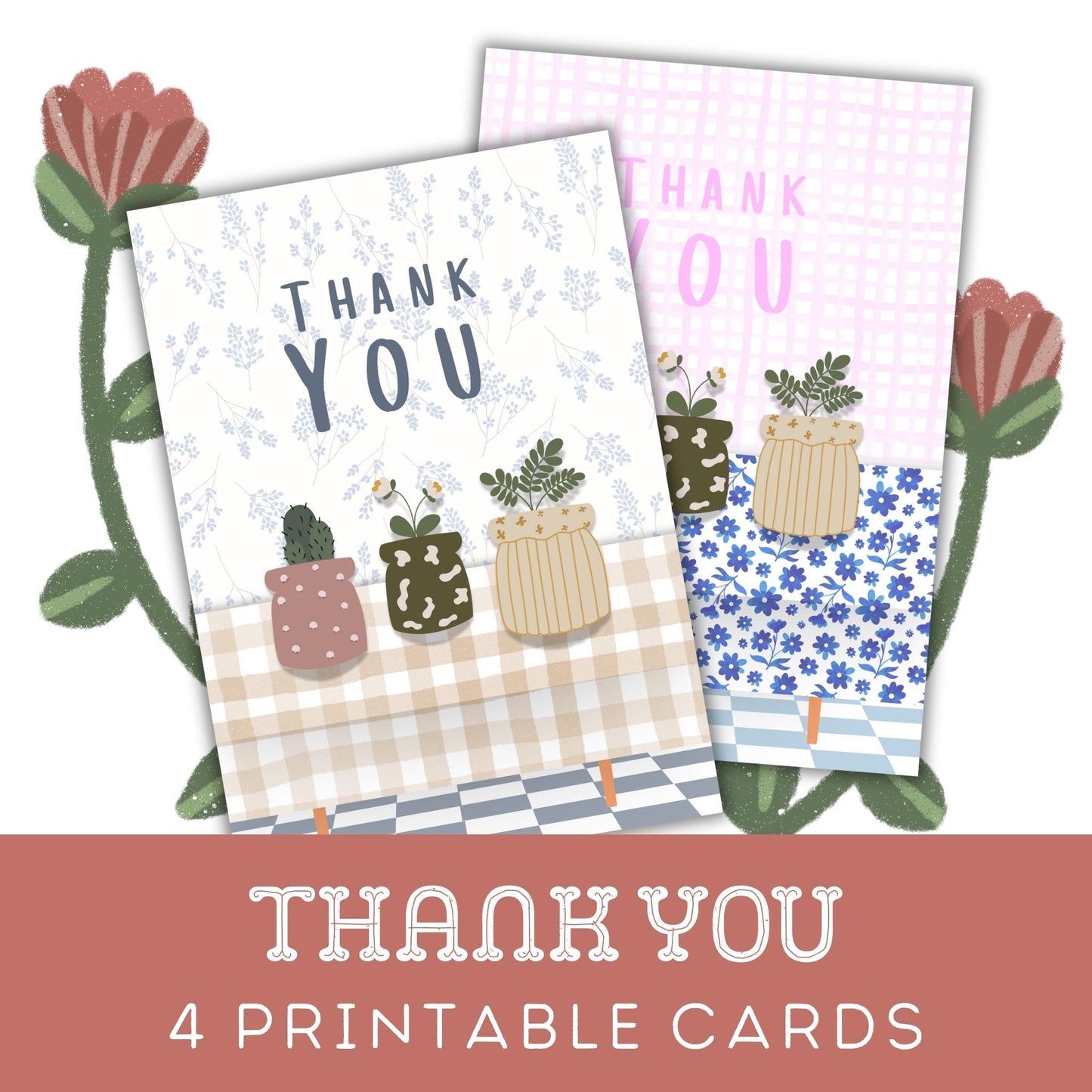 Thank You: Four Printable Greeting Cards