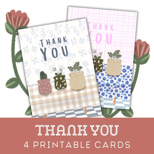 Thank You: Four Printable Greeting Cards