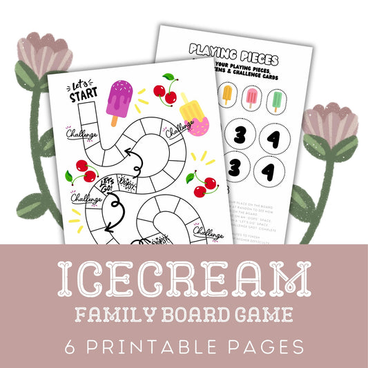 Icecream Family Board Game: Six Printable Pages