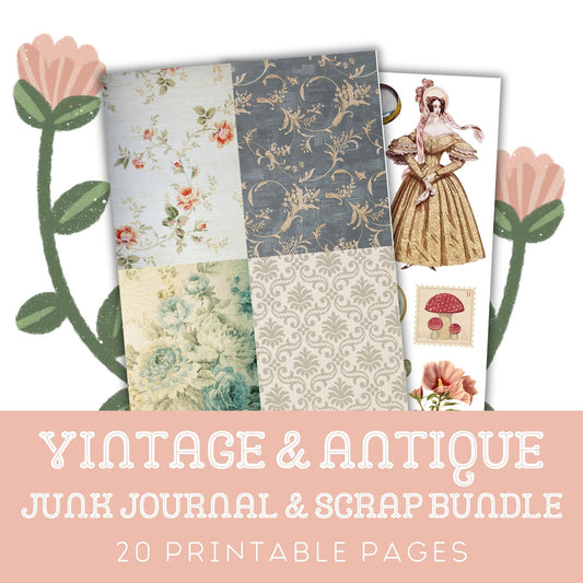 Vintage & Antique: 20 Printable Scrapbook And Junk Journal Pages