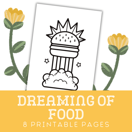 Dreaming Of Food: 8 Printable Bold And Easy Colouring Pages