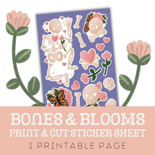 Bones & Blooms: One Print Then Cut Sticker Sheet