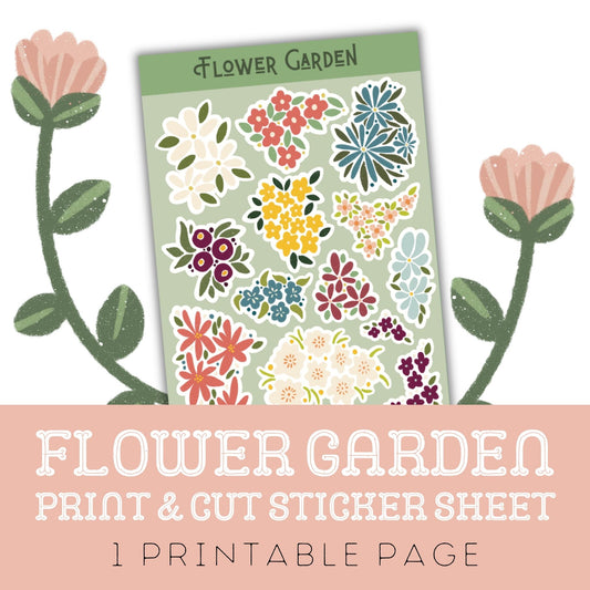 Flower Garden: One Print Then Cut Sticker Sheet