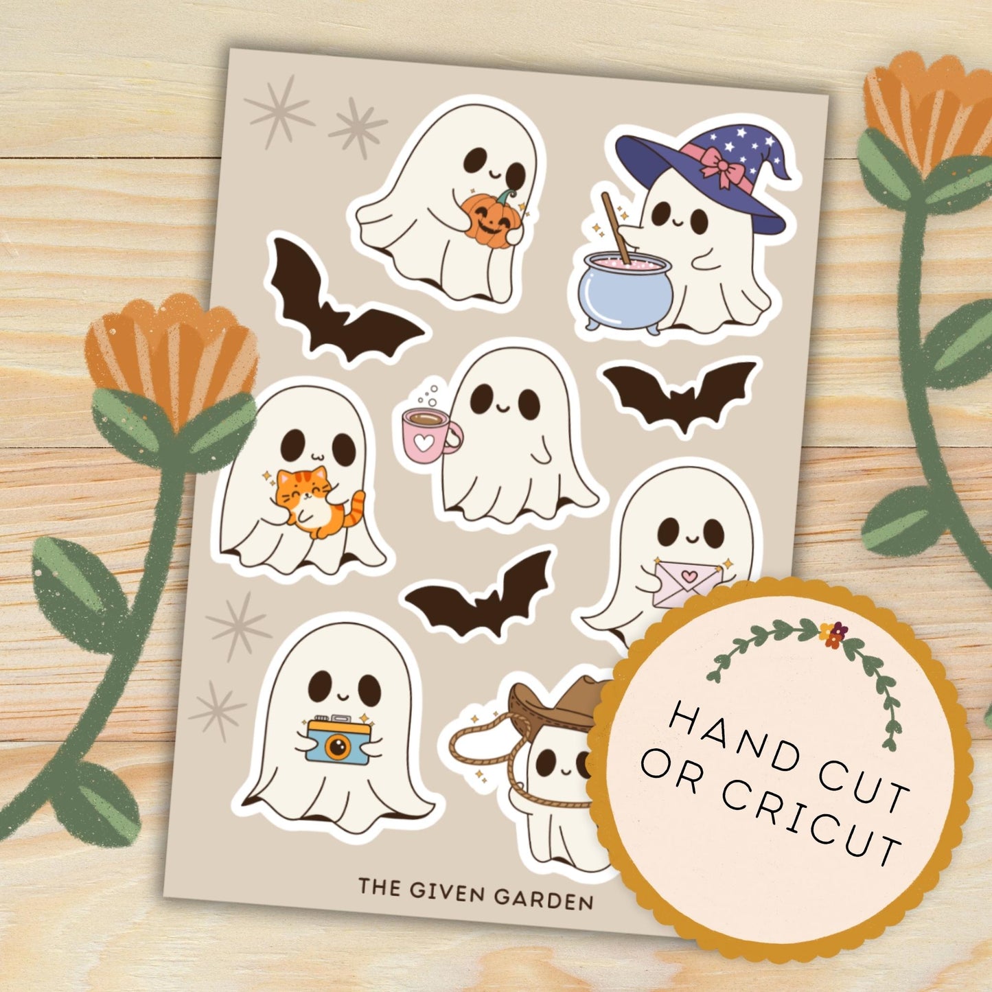 Cozy Ghosts: One Print Then Cut Sticker Sheet