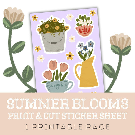 Summer Blooms: One Print Then Cut Sticker Sheet