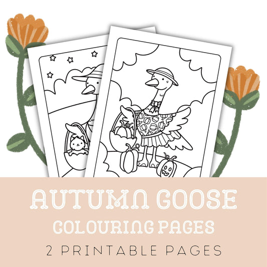 Autumn Goose: Two Printable Colouring Pages