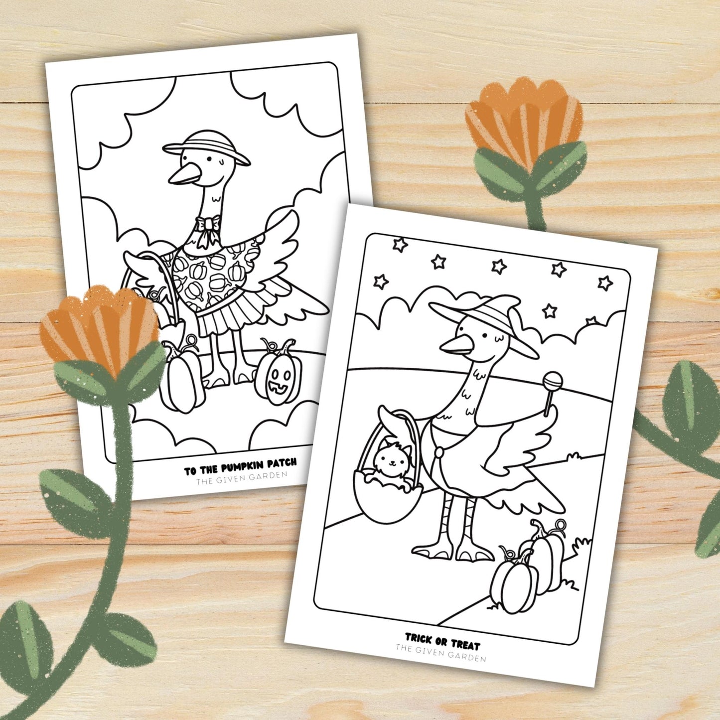 Autumn Goose: Two Printable Colouring Pages