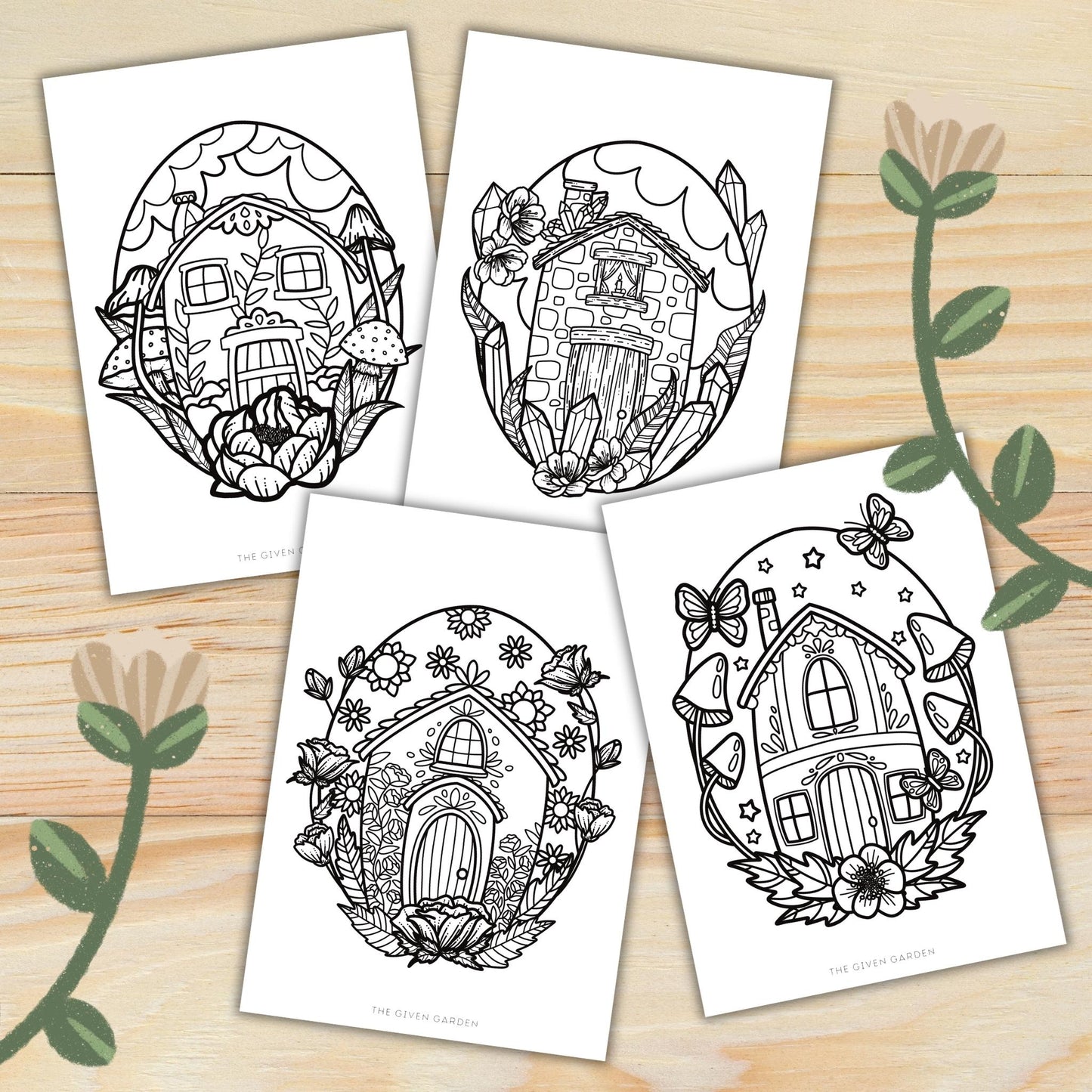 Cozy Cottage 1: Four Printable Colouring Pages