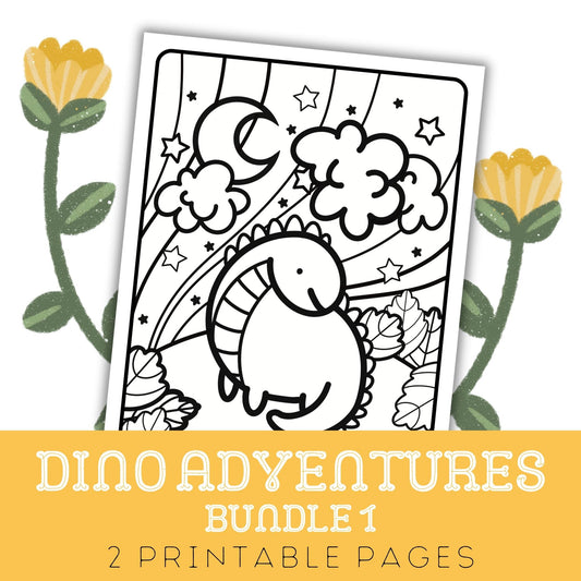 Dino Adventures: Two Printable Colouring Pages