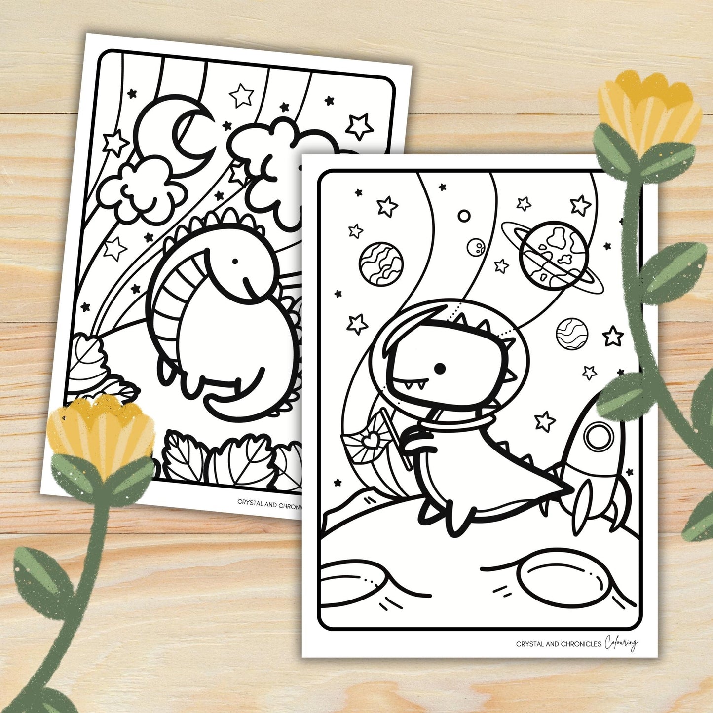 Dino Adventures: Two Printable Colouring Pages