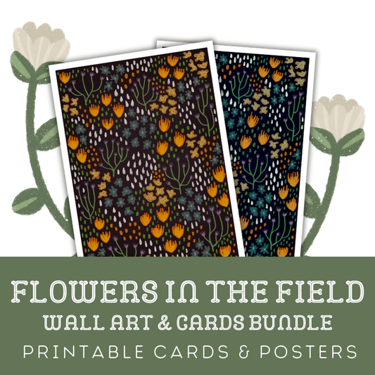 Flowers In The Field: Wall Art And Warm Wishes Greeting Card Bundle