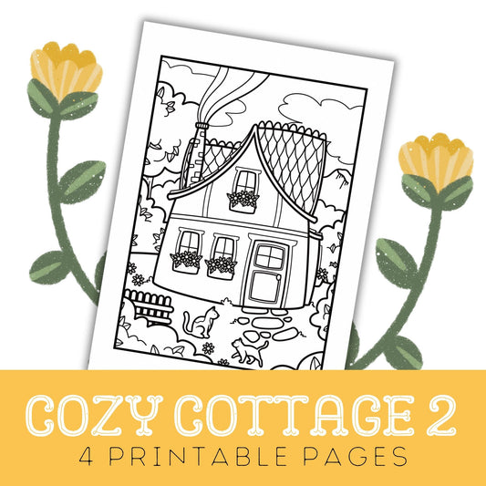 Cozy Cottage 2: Four Printable Colouring Pages