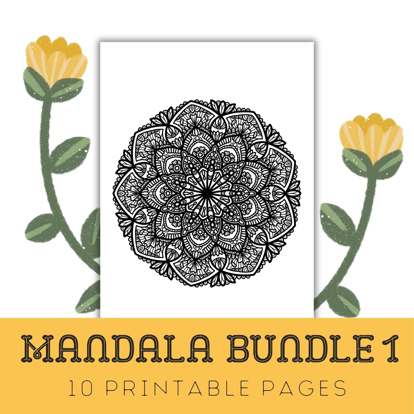 Mandala Bundle 1: 10 Printable Colouring Pages for Adults