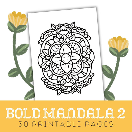 Bold Mandala 2: 30 Printable Colouring Pages