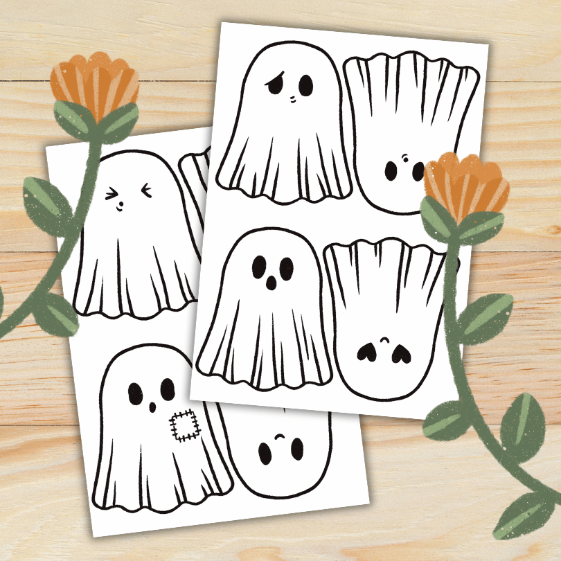 Ghost Party: Two Printable Halloween Bunting Craft Pages