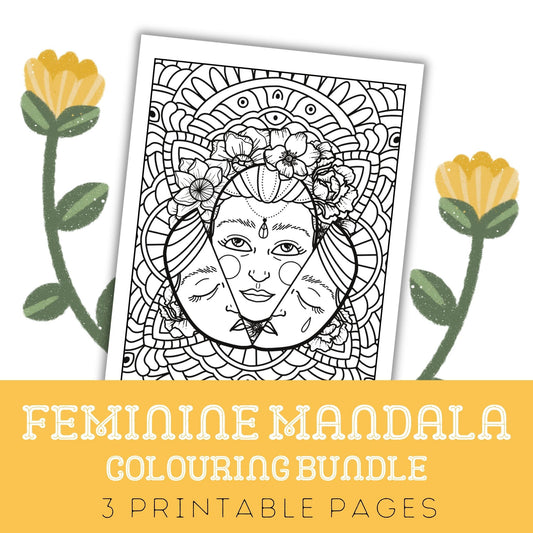 Feminine Mandala: Three Printable Colouring Pages