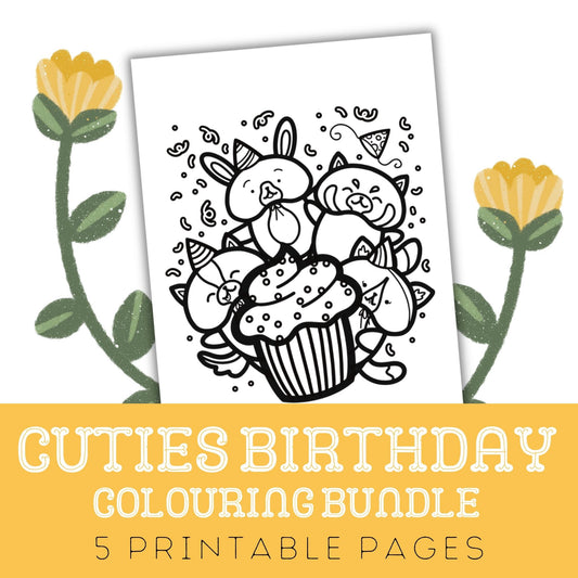 Cuties Birthday: Five Printable Colouring Pages