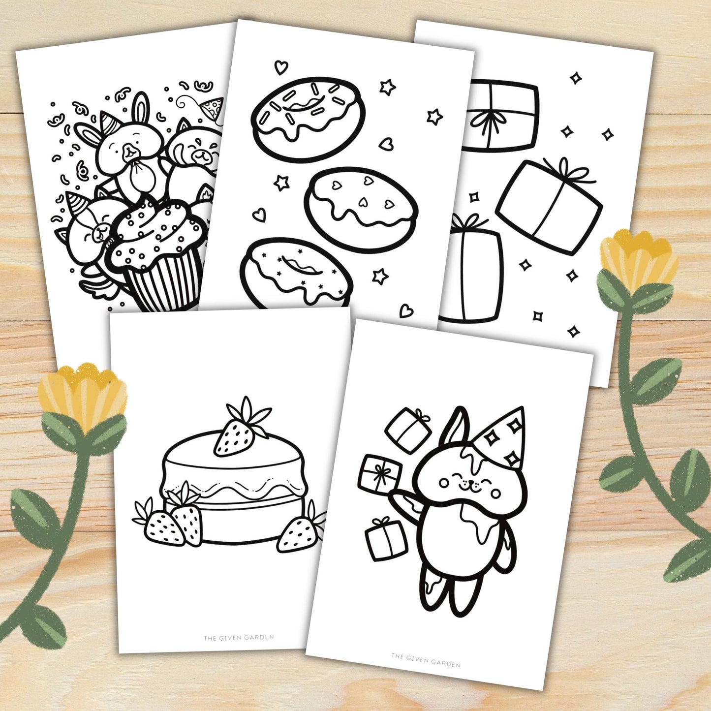 Cuties Birthday: Five Printable Colouring Pages