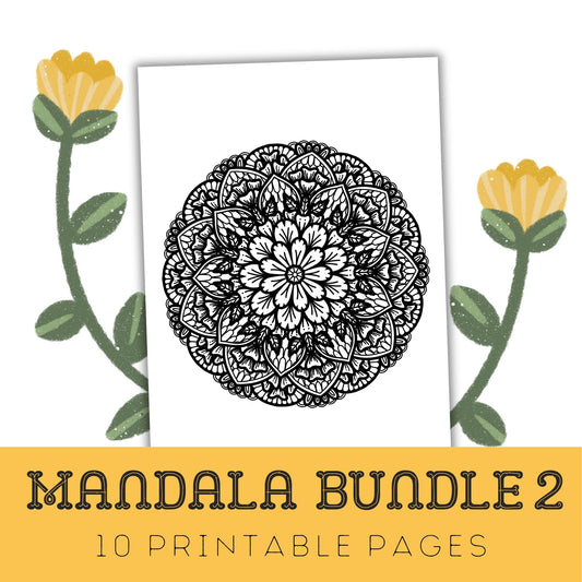 Mandala Bundle 2: 10 Printable Colouring Pages for Adults