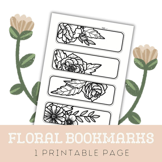 Floral Bookmarks: Four Printable Bookmarks For Colouring In