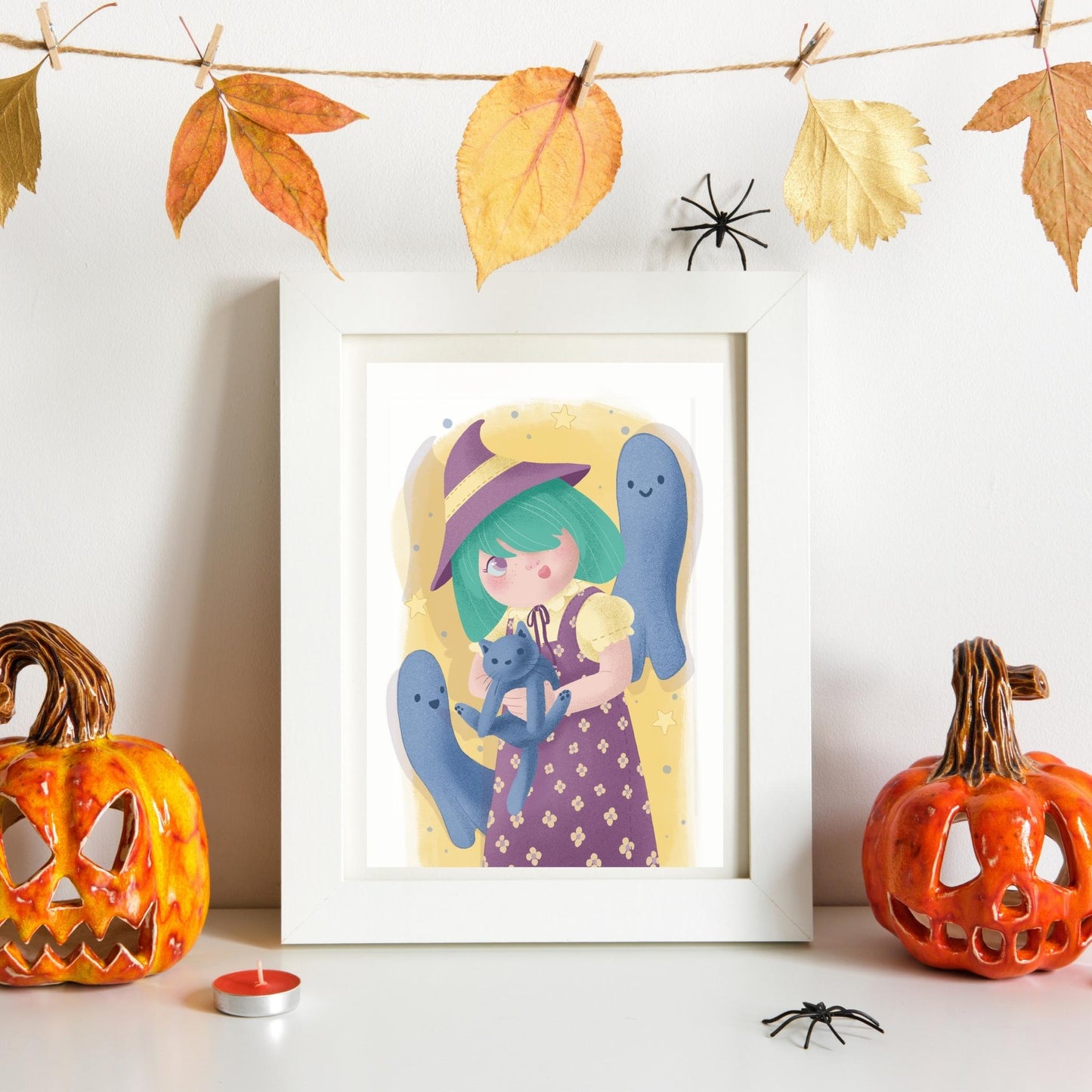 Little Witch: Four Colour Variations Of A Printable Halloween Poster