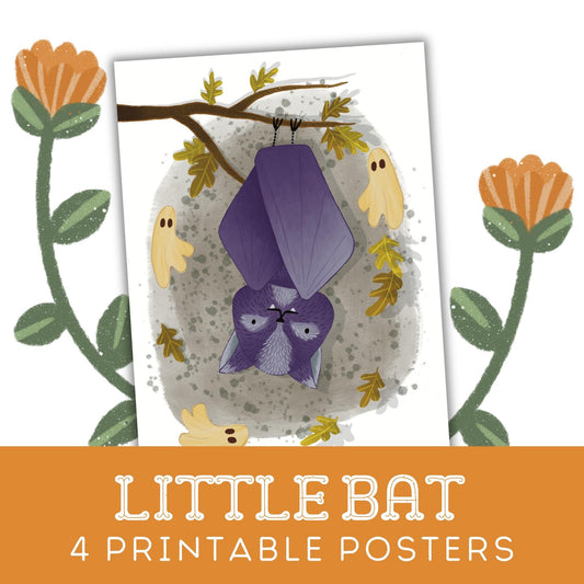 Little Bat: Four Colour Variations Of A Printable Halloween Poster