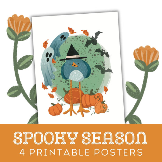 Spooky Season: Four Colour Variations Of A Printable Halloween Poster