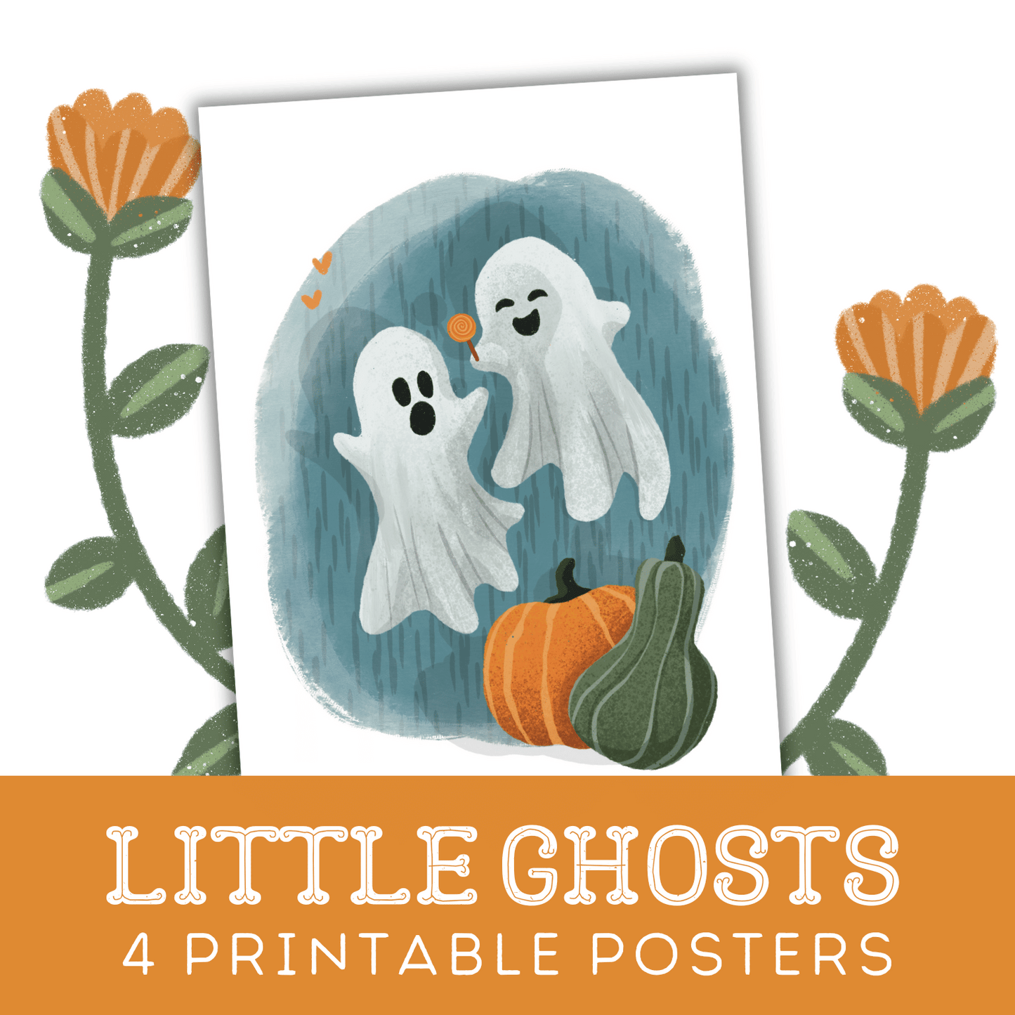 Little Ghosts: Four Colour Variations Of A Printable Halloween Poster