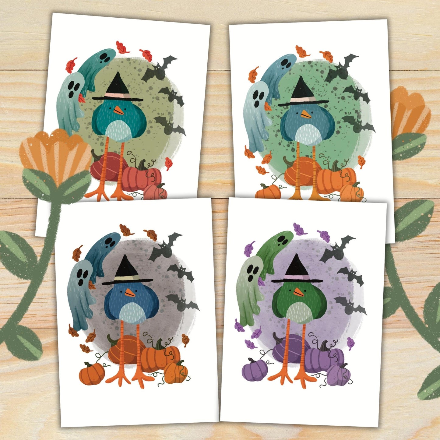 Spooky Season: Four Colour Variations Of A Printable Halloween Poster